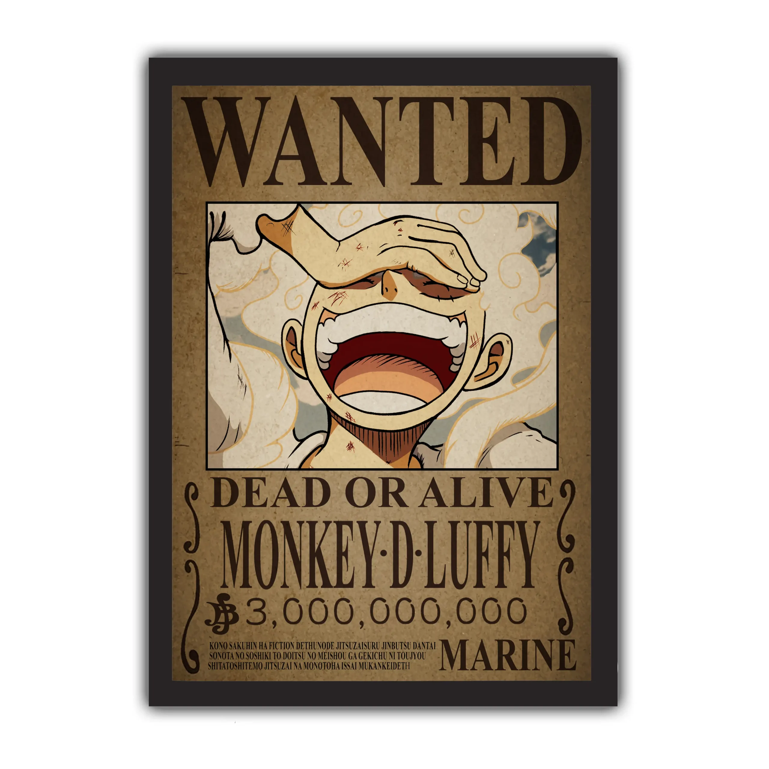 Luffy Gear 5 Wanted Poster (Brown Paper) - Adawwrably