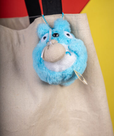 Blue Furry Totoro Plushie Keychain