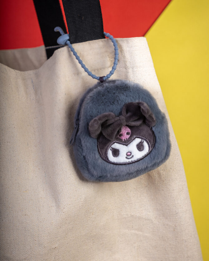 Kuromi Grey Pouch Plushie Keychain