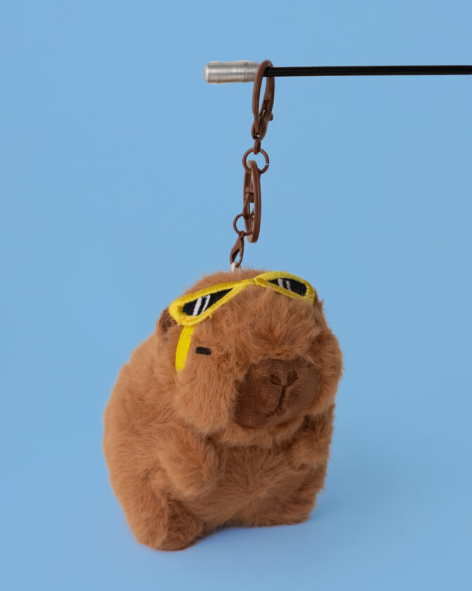 Cool Capybara (Yellow Glasses) Plushie Keychain - Image 2