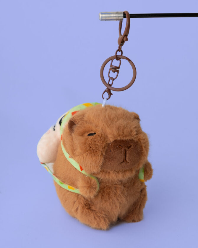 Sleeping Shinchan Schoolbag Capybara Plushie Keychain - Image 2